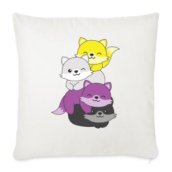 Nonbinary Flag Pride LGBTQ Cute Fox Stack - Sofa pillowcase 17,3'' x 17,3'' (45 x 45 cm) - natural white - Front