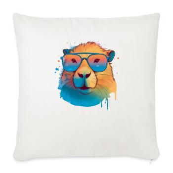 Capybara animaux mignons pour enfants aquarelle - Housse de coussin décorative 45 x 45 cm - blanc nature - Devant