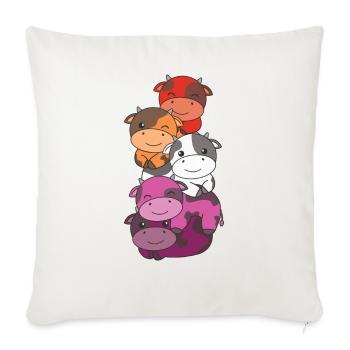 Lesbian Flag Pride LGBTQ Cute Cow Pile - Sofa pillowcase 17,3'' x 17,3'' (45 x 45 cm) - natural white - Front
