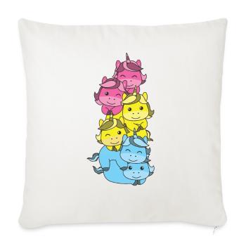 Pansexuell Flag Pride LGBTQ süßer Einhorn Stapel - Sofakissenbezug 45 x 45 cm - Naturweiß  - Vorne