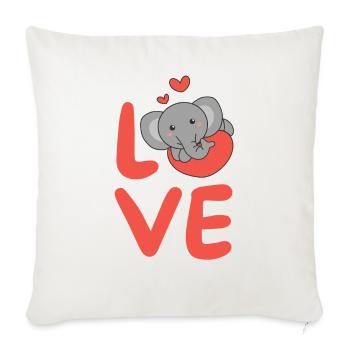 Éléphant pour la Saint-Valentin Animaux mignons Cœurs Amour - Housse de coussin décorative 45 x 45 cm - blanc nature - Devant