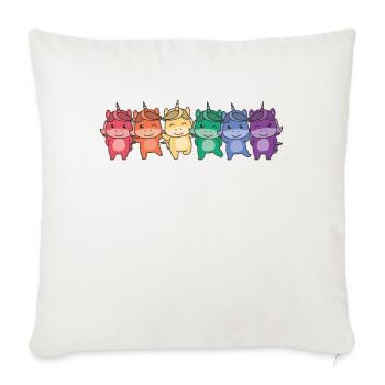 Regenbogen Einhorn Flag Pride LGBT süße Einhörner - Sofakissenbezug 45 x 45 cm - Naturweiß  - Vorne