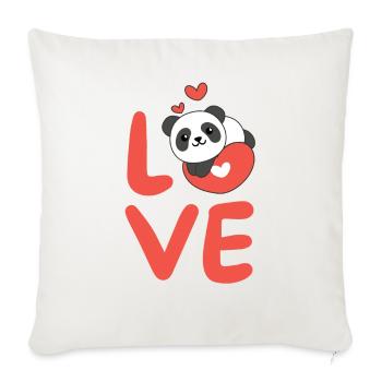 Panda pour la Saint-Valentin Animaux mignons Cœurs Amour - Housse de coussin décorative 45 x 45 cm - blanc nature - Devant