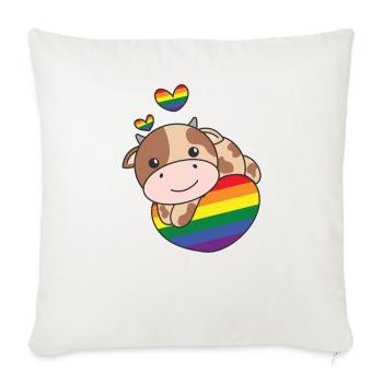 Rainbow Flag Pride LGBTQ Mignon Cow Love - Housse de coussin décorative 45 x 45 cm - blanc nature - Devant