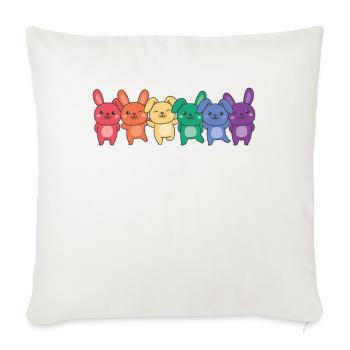 Regenbogen Hase Flag Pride LGBTQ süße Hasen - Sofakissenbezug 45 x 45 cm - Naturweiß  - Vorne