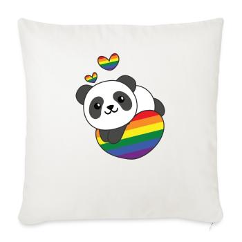 Rainbow Flag Pride LGBTQ Cute Panda Love - Sofa pillowcase 17,3'' x 17,3'' (45 x 45 cm) - natural white - Front