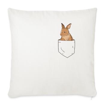 Rabbit in breast pocket rabbit - Sofa pillowcase 17,3'' x 17,3'' (45 x 45 cm) - natural white - Front