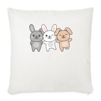 lapin animaux mignons pour enfants lapin manga - Housse de coussin décorative 45 x 45 cm - blanc nature - Devant
