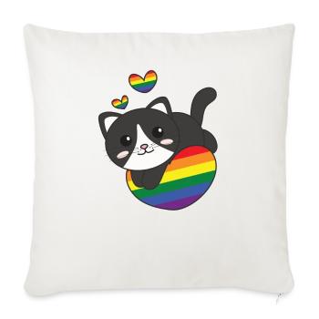 Regenbogen Flag Pride LGBTQ süßes Katze Love - Sofakissenbezug 45 x 45 cm - Naturweiß  - Vorne