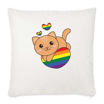 Regenbogen Flag Pride LGBTQ süßes Katze Love - Sofakissenbezug 45 x 45 cm - Naturweiß  - Vorne