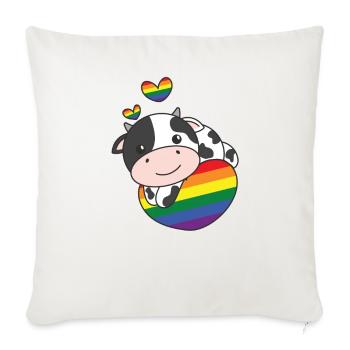 Rainbow Flag Pride LGBTQ Mignon Cow Love - Housse de coussin décorative 45 x 45 cm - blanc nature - Devant