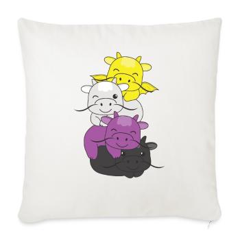 Nichtbinär Flag Pride LGBTQ süßer Drache Stapel - Sofakissenbezug 45 x 45 cm - Naturweiß  - Vorne
