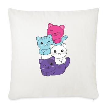 Multisexual Flag Pride LGBTQ Cute Cat Stack - Sofa pillowcase 17,3'' x 17,3'' (45 x 45 cm) - natural white - Front