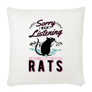 Rat Cadeau Rat Propriétaire Rat domestique - Housse de coussin décorative 45 x 45 cm - blanc nature - Devant