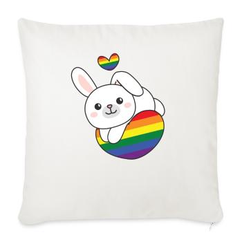 Regenbogen Flag Pride LGBTQ süßes Hase Love - Sofakissenbezug 45 x 45 cm - Naturweiß  - Vorne