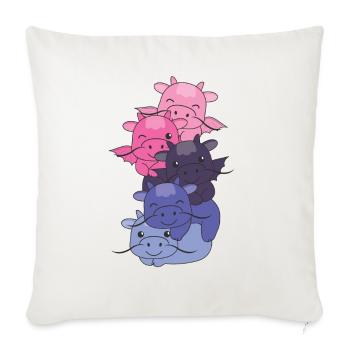 Omnisexuell Flag Pride LGBTQ süßer Drache Stapel - Sofakissenbezug 45 x 45 cm - Naturweiß  - Vorne