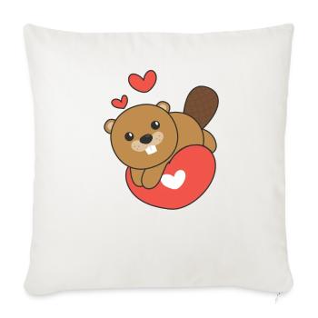 Beavers for Valentine's Day cute animals hearts - Sofa pillowcase 17,3'' x 17,3'' (45 x 45 cm) - natural white - Front