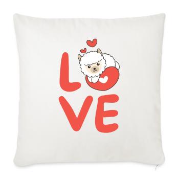 Alpaga pour la Saint-Valentin Animaux mignons Coeurs Amour - Housse de coussin décorative 45 x 45 cm - blanc nature - Devant