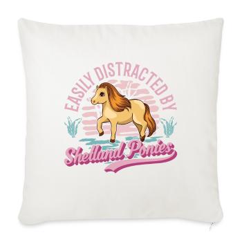 Facilement distrait par les poneys Shetland Shetty - Housse de coussin décorative 45 x 45 cm - blanc nature - Devant