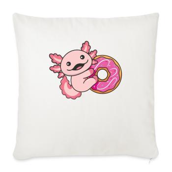 Süßer Axolotl lustige Tiere mit Donut pinke donuts - Sofakissenbezug 45 x 45 cm - Naturweiß  - Vorne