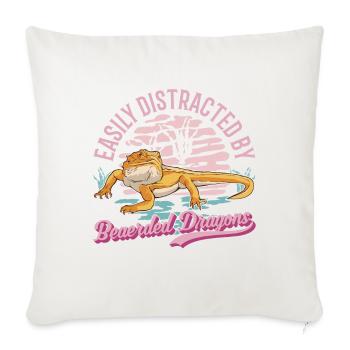 Facilement distrait par les dragons barbus Dragon barbu - Housse de coussin décorative 45 x 45 cm - blanc nature - Devant