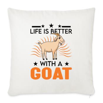 La vie est meilleure avec une chèvre - Housse de coussin décorative 45 x 45 cm - blanc nature - Devant