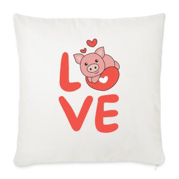 Cochon pour la Saint-Valentin Animaux mignons Cœurs Amour - Housse de coussin décorative 45 x 45 cm - blanc nature - Devant