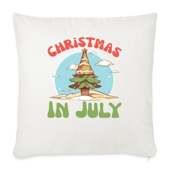 Noël en juillet - drôle d’été Noël - Housse de coussin décorative 45 x 45 cm - blanc nature - Devant