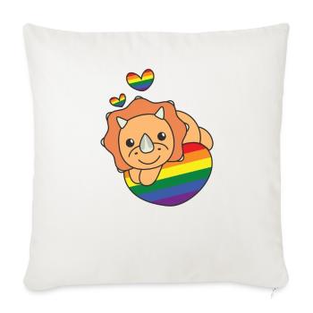 Rainbow Flag Pride LGBTQ Cute Triceratops Love - Sofa pillowcase 17,3'' x 17,3'' (45 x 45 cm) - natural white - Front