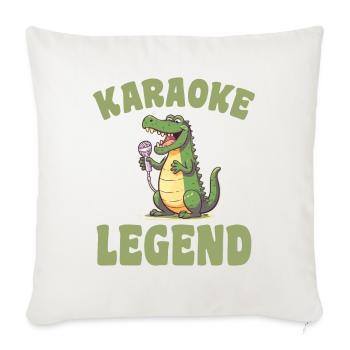 Un chanteur de karaoké dit une légende du karaoké au crocodile - Housse de coussin décorative 45 x 45 cm - blanc nature - Devant