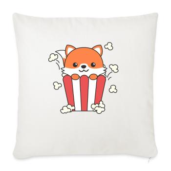 Fox Popcorn Time animaux drôles dans la restauration rapide - Housse de coussin décorative 45 x 45 cm - blanc nature - Devant