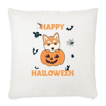 Shiba Inu in pumpkin cute dogs Happy Halloween - Sofa pillowcase 17,3'' x 17,3'' (45 x 45 cm) - natural white - Front