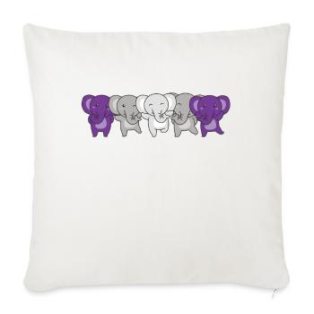 Graysexual Flag Pride LGBTQ Cute Elephant - Sofa pillowcase 17,3'' x 17,3'' (45 x 45 cm) - natural white - Front