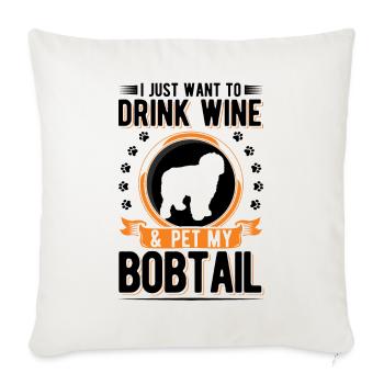 Bobtail et vin - Housse de coussin décorative 45 x 45 cm - blanc nature - Devant