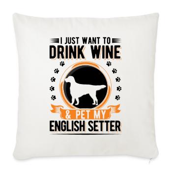 Setter anglais et Wine English Setter - Housse de coussin décorative 45 x 45 cm - blanc nature - Devant