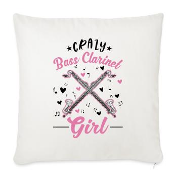 Clarinette basse folle - Housse de coussin décorative 45 x 45 cm - blanc nature - Devant