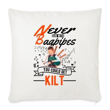Never run with Bagpipes You could get Kilt - Sofa pillowcase 17,3'' x 17,3'' (45 x 45 cm) - natural white - Front