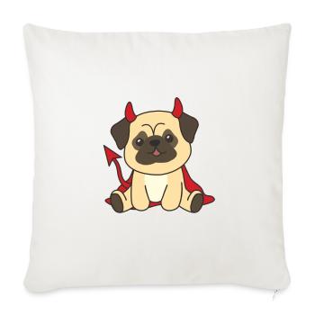 Pug Happy Halloween Devil Costume - Sofa pillowcase 17,3'' x 17,3'' (45 x 45 cm) - natural white - Front
