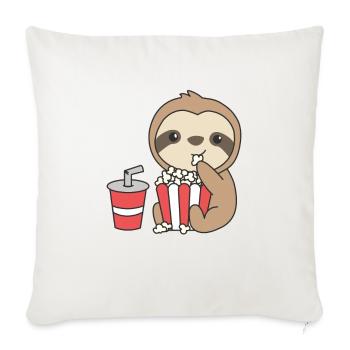 Sloth Popcorn Time animaux drôles dans la restauration rapide - Housse de coussin décorative 45 x 45 cm - blanc nature - Devant