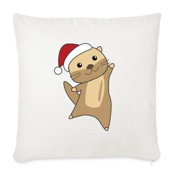 Loutre Noël Neige Hiver Animaux Loutre Loutre - Housse de coussin décorative 45 x 45 cm - blanc nature - Devant