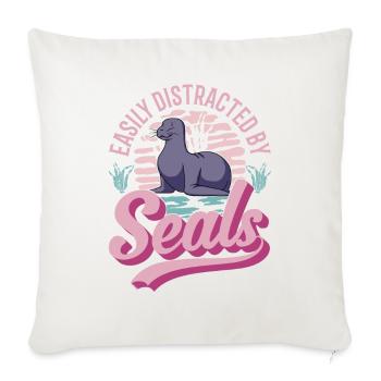 Easily distracted by Seal seal sea lion - Sofa pillowcase 17,3'' x 17,3'' (45 x 45 cm) - natural white - Front