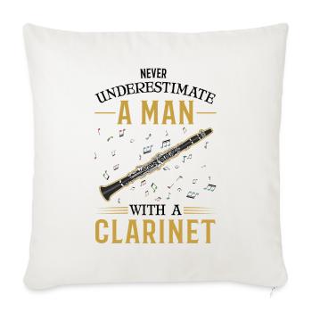Clarinettes Homme Clarinettiste Clarinettiste - Housse de coussin décorative 45 x 45 cm - blanc nature - Devant