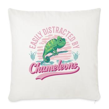 Facilement distrait par les caméléons caméléon - Housse de coussin décorative 45 x 45 cm - blanc nature - Devant