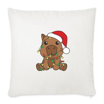 Capybara Noël Animaux d’hiver Capybara - Housse de coussin décorative 45 x 45 cm - blanc nature - Devant