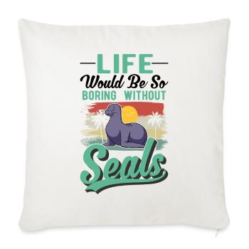 Cadeau de phoque Phoque Lion de mer - Housse de coussin décorative 45 x 45 cm - blanc nature - Devant