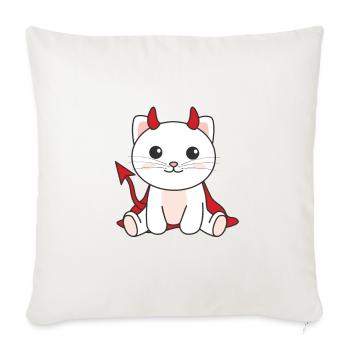 Cat Happy Halloween Devil Costume - Sofa pillowcase 17,3'' x 17,3'' (45 x 45 cm) - natural white - Front
