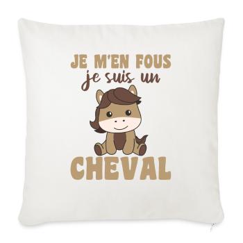 Je m'en fous je suis un cheval - süßes Pferd - Sofakissenbezug 45 x 45 cm - Naturweiß  - Vorne