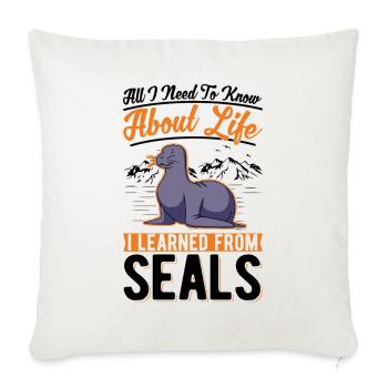 phoque, lion de mer, phoque - Housse de coussin décorative 45 x 45 cm - blanc nature - Devant