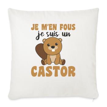 Je m'en fous je suis un castor - süßer Biber - Sofakissenbezug 45 x 45 cm - Naturweiß  - Vorne