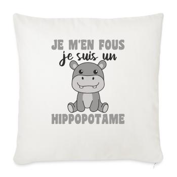 Je m'en fous je suis un hippopotame - Hippo - Sofakissenbezug 45 x 45 cm - Naturweiß  - Vorne